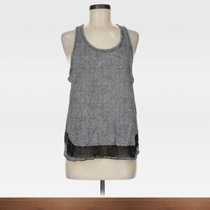 Lululemon Athletica Size Large Razorback Tank Black White Sheer Hem Relaxed Fit